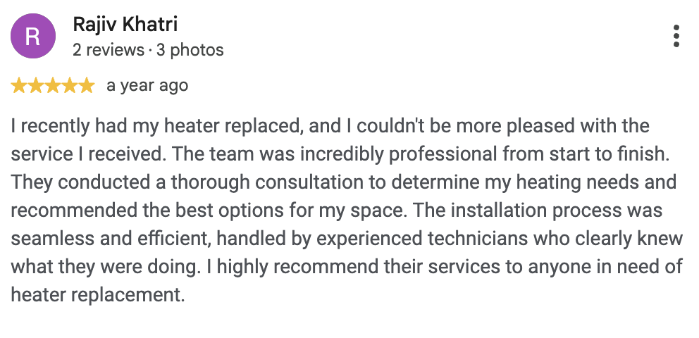 Google review from Rajiv Khatri